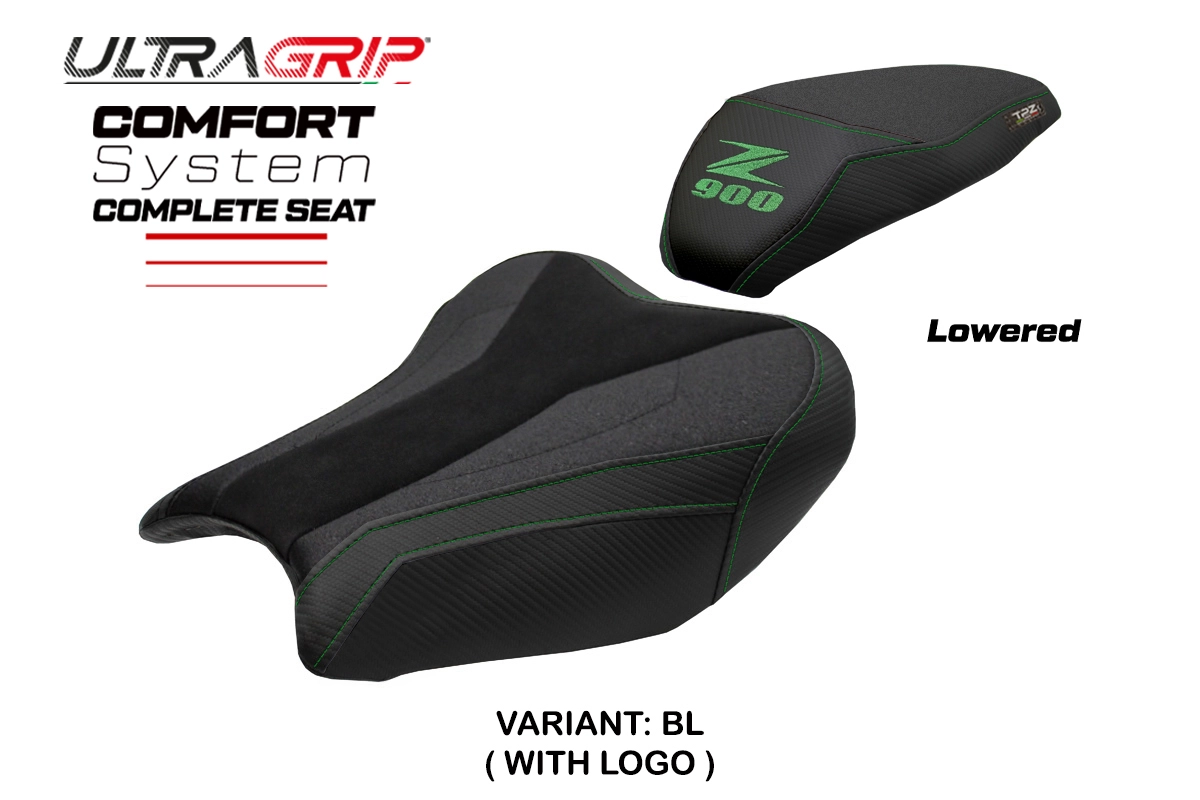 Komplette Sitzbank für Kawasaki Z 900 2017-2024 - mod Liaka Ultragrip Comfort  - Gesenkt – BL (schwarz)