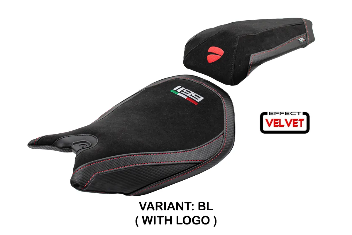Sitzbezug für Ducati Panigale 1199 2011-2015 - mod Pesaro Velvet – BL (schwarz)