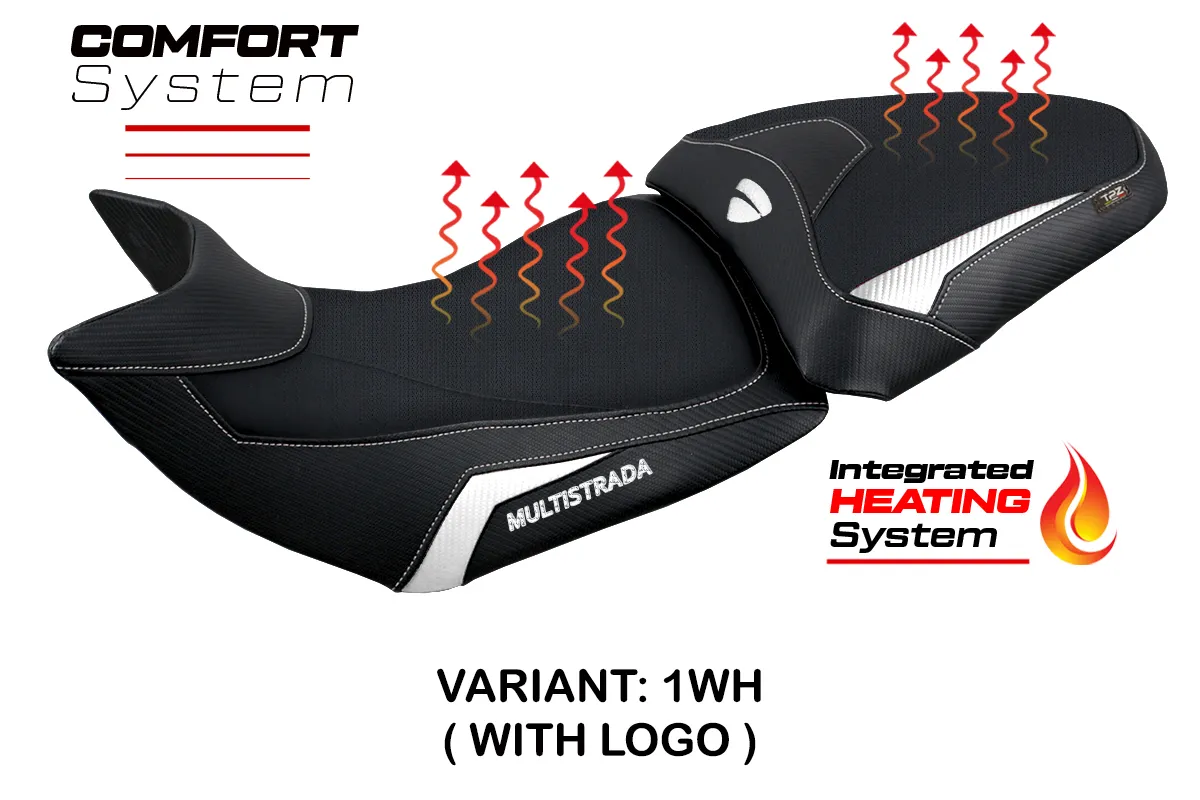Sitzbezug für Ducati Multistrada 1200-1260 2015 - 2020 - mod Heating Comfort System – 1WH (weiß)